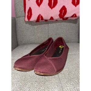 TOMS Womens Jutti Neat Burgundy Knit Pointed Toe Ballet Flats Size 9 Maroon